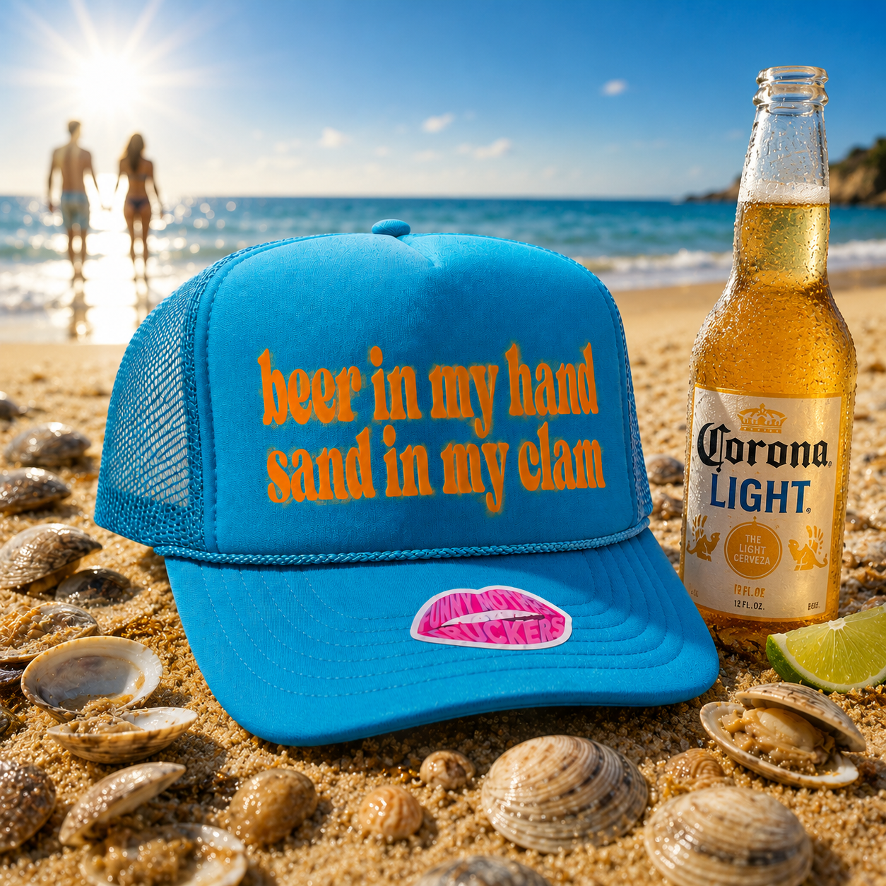 BEER IN MY HAND SAND IN MY CLAM TRUCKER HAT