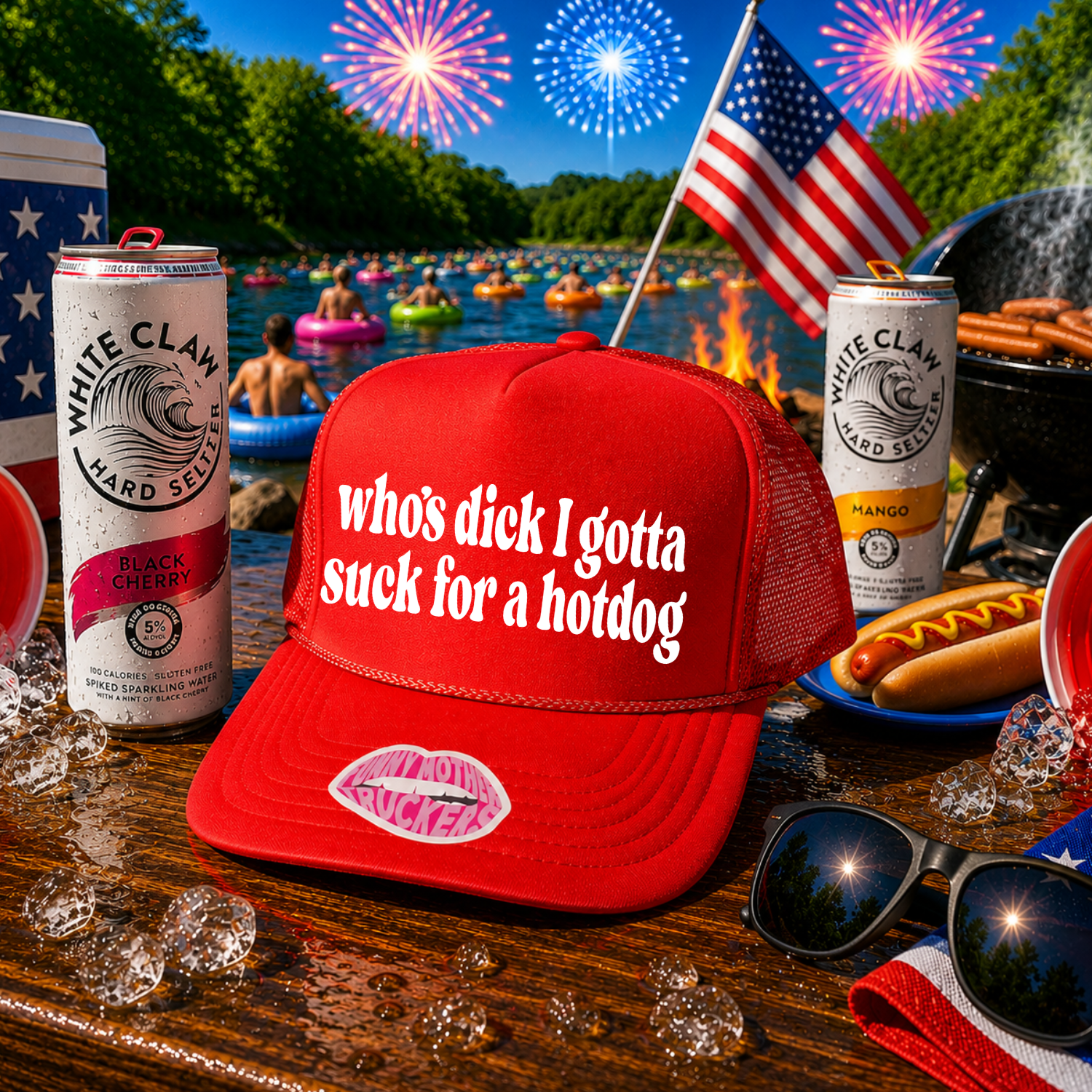 WHO'S DICK I GOTTA SUCK FOR A HOTDOG TRUCKER HAT