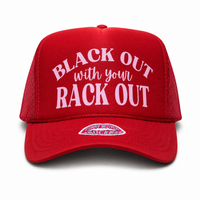 BLACK OUT with your RACK OUT TRUCKER HAT