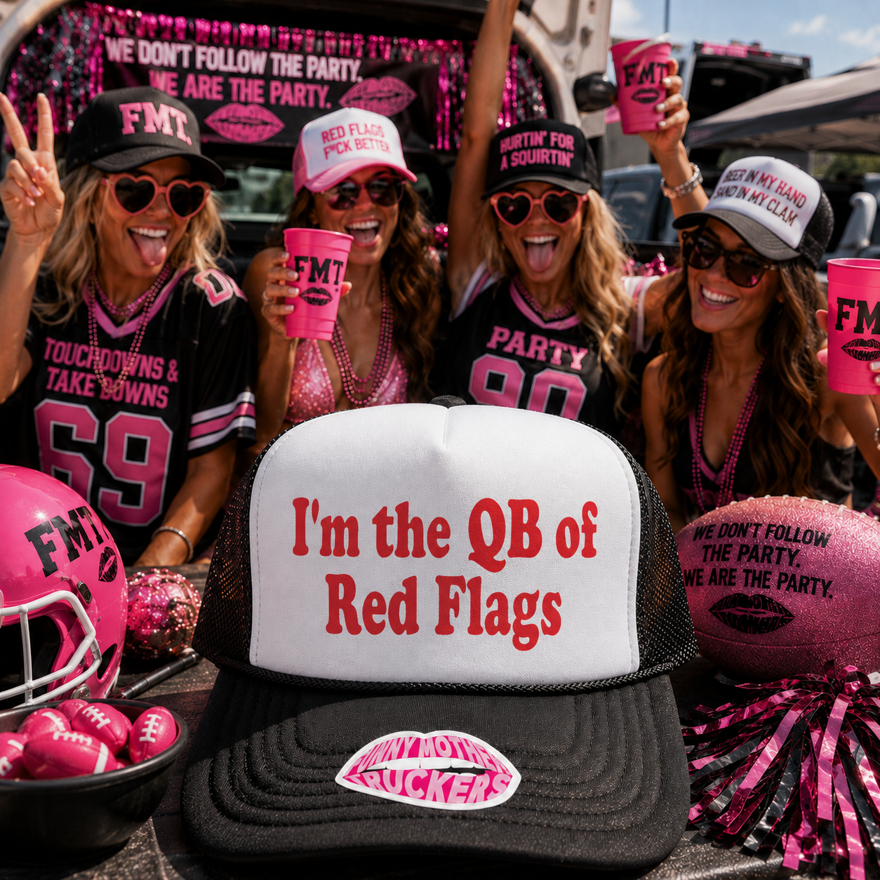 I'M THE QB OF RED FLAGS TRUCKER HAT