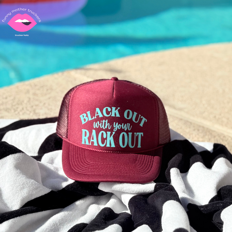 BLACK OUT with your RACK OUT TRUCKER HAT