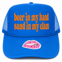 BEER IN MY HAND SAND IN MY CLAM TRUCKER HAT