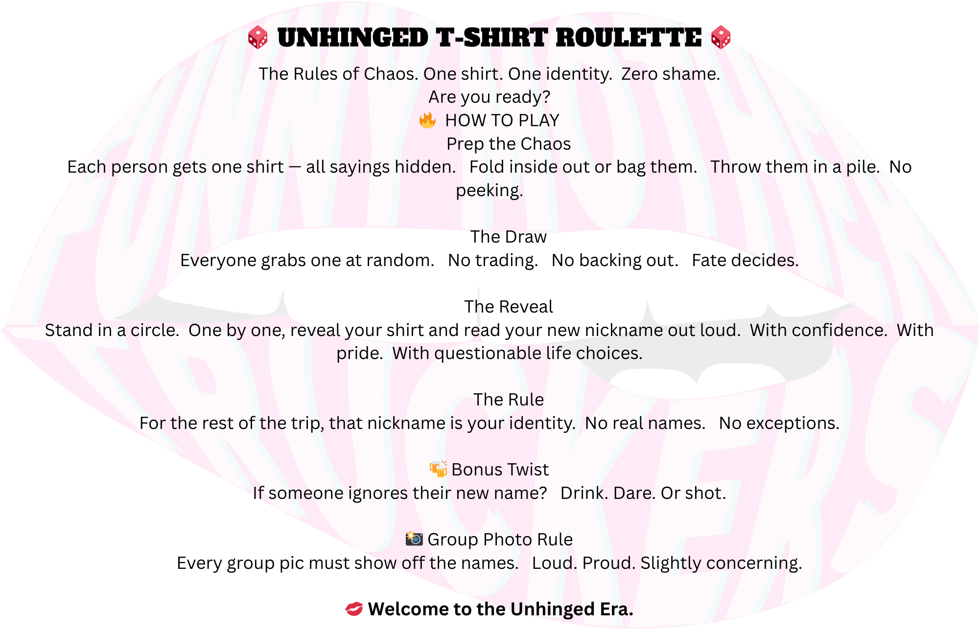Unhinged AF for Group Funny Girls/Guys Weekend Trip Tee Adult Humor Offensive T-Shirts Bachelorette Party Game Night